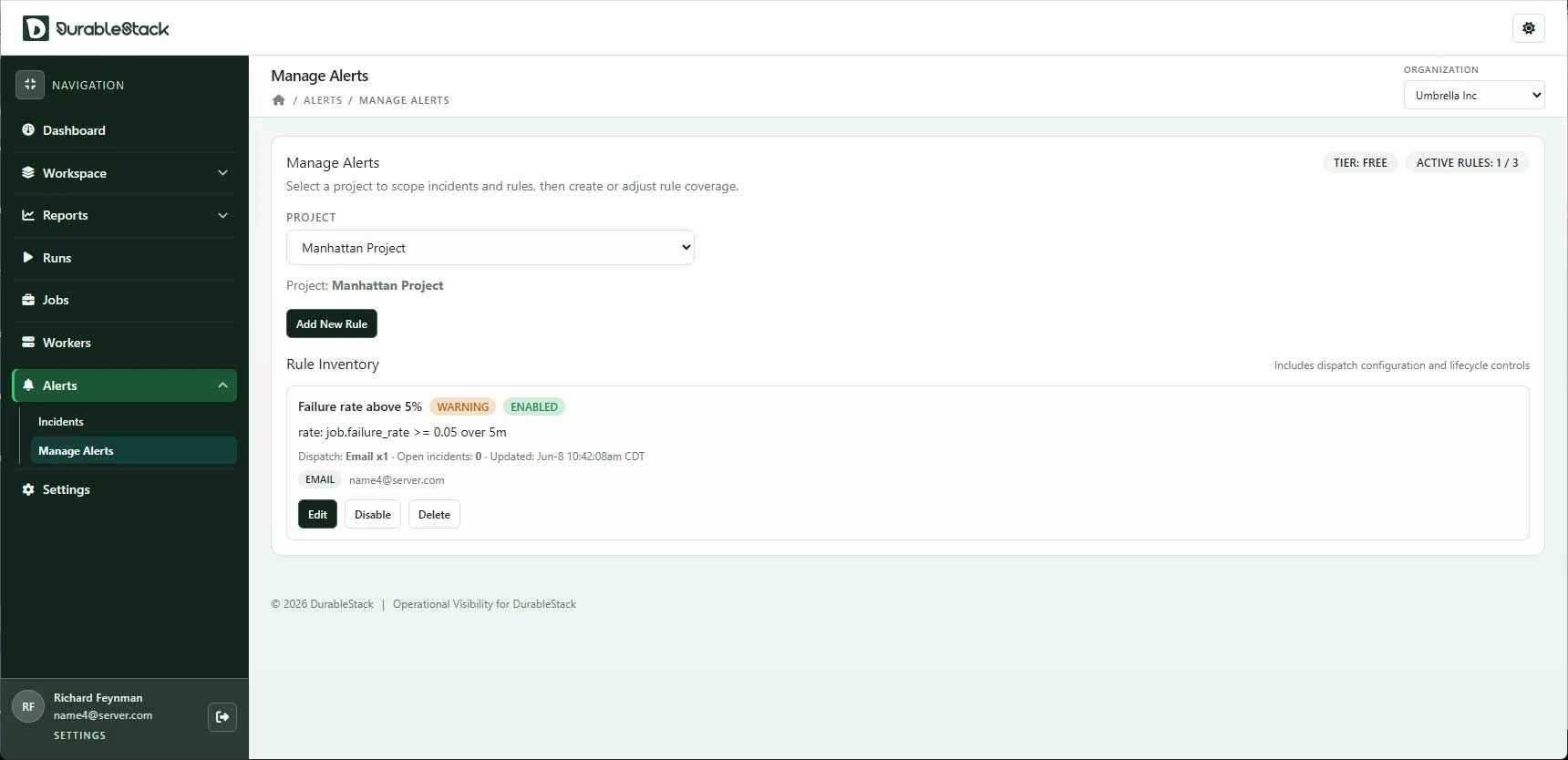 Dashboard screenshot